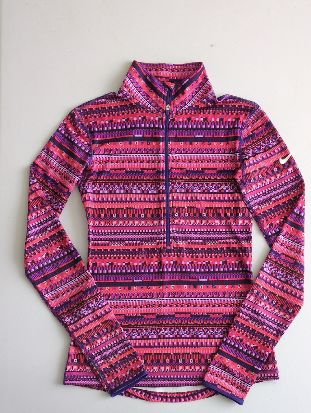 Nike Pro Purple & Pink Geo-Print Half-Zip Top